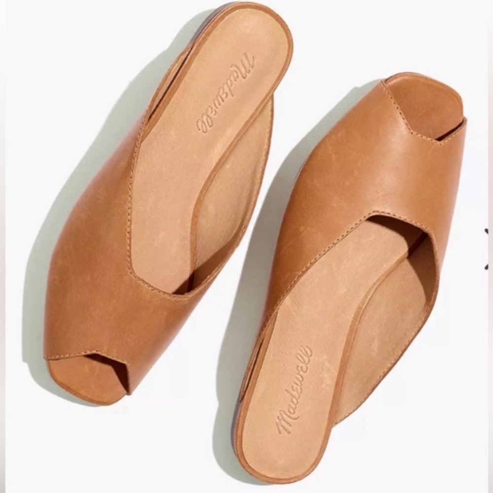 MADEWELL Erica Camel Peep Toe Mules Size 7